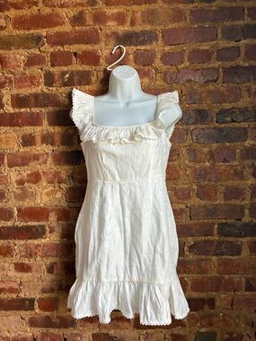 Collective The Label White Ruffle-Trim Mini Dress Sz. Small (Size 4).